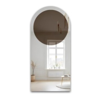 Miroir semi-ovale avec une plaque de miroir ronde brune – MOCHA CHOCO