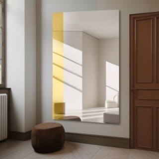 Grand miroir décoratif avec bande de brillance dorée - MORGAN
