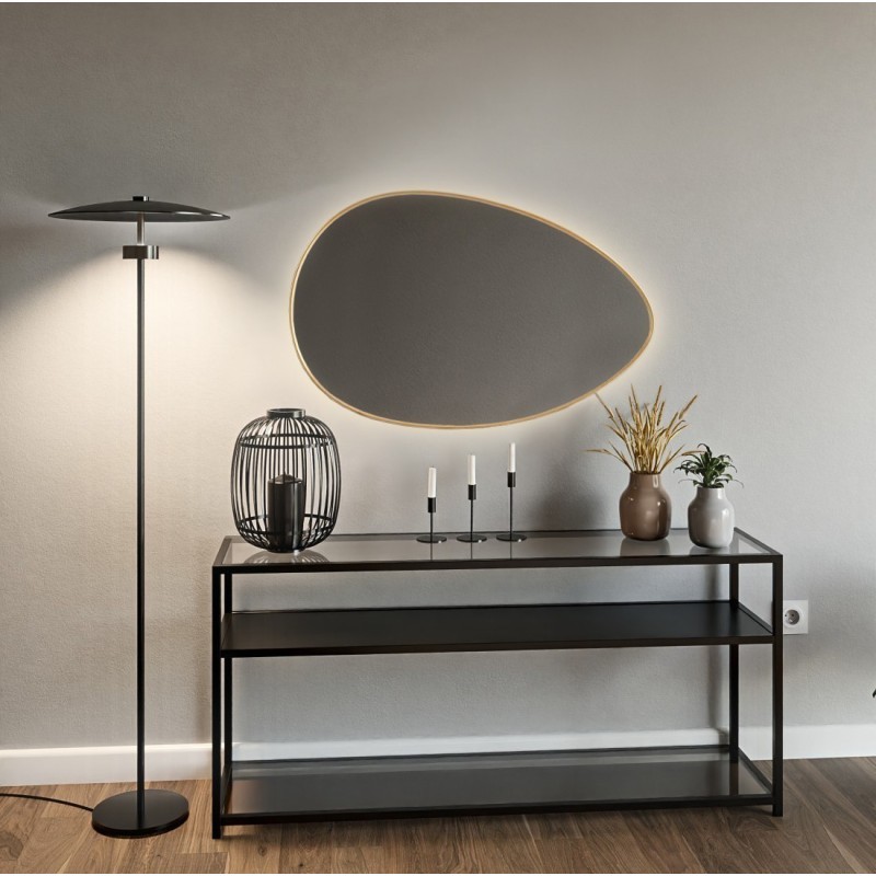 Miroir organique en MDF or cadre SLIM avec éclairage - ZOE LED - couleur du cadre au choix