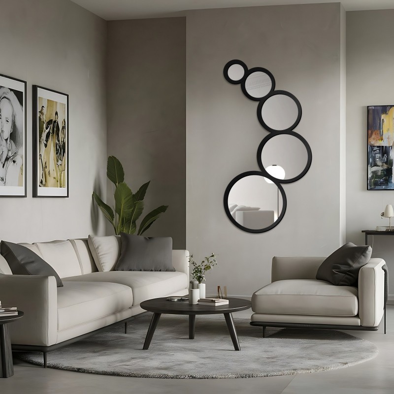 Miroir décoratif 5 roues dans un cadre MDF - DYZMA - couleur du cadre au choix