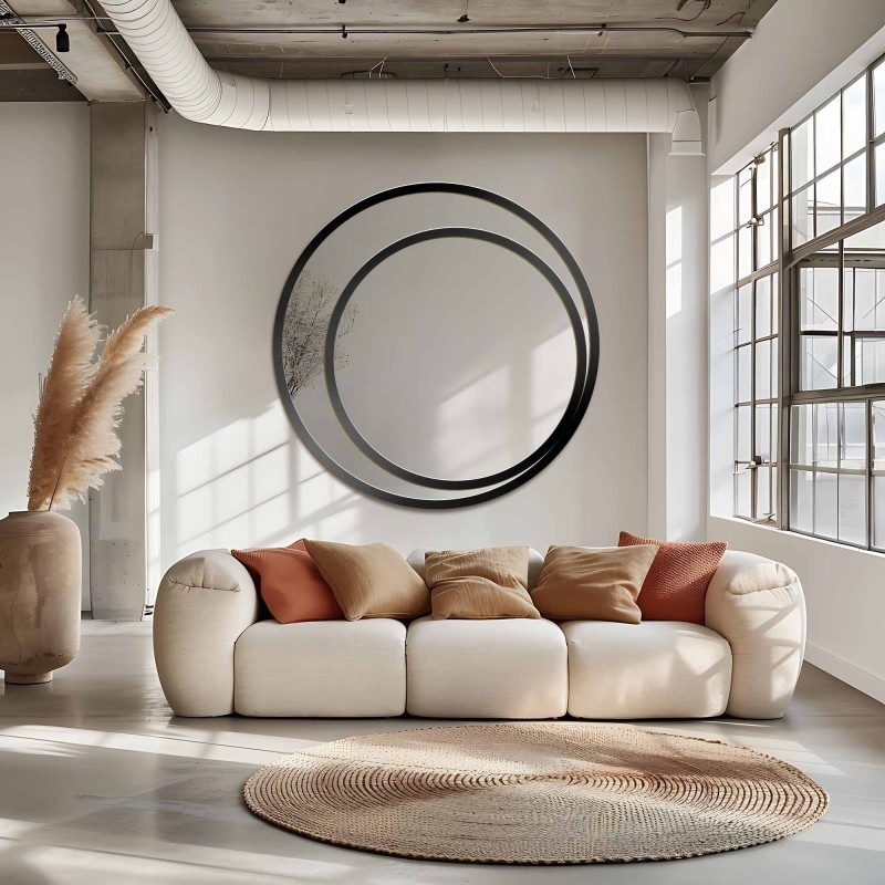 Miroir rond dans un double cadre en mdf - JASMIN