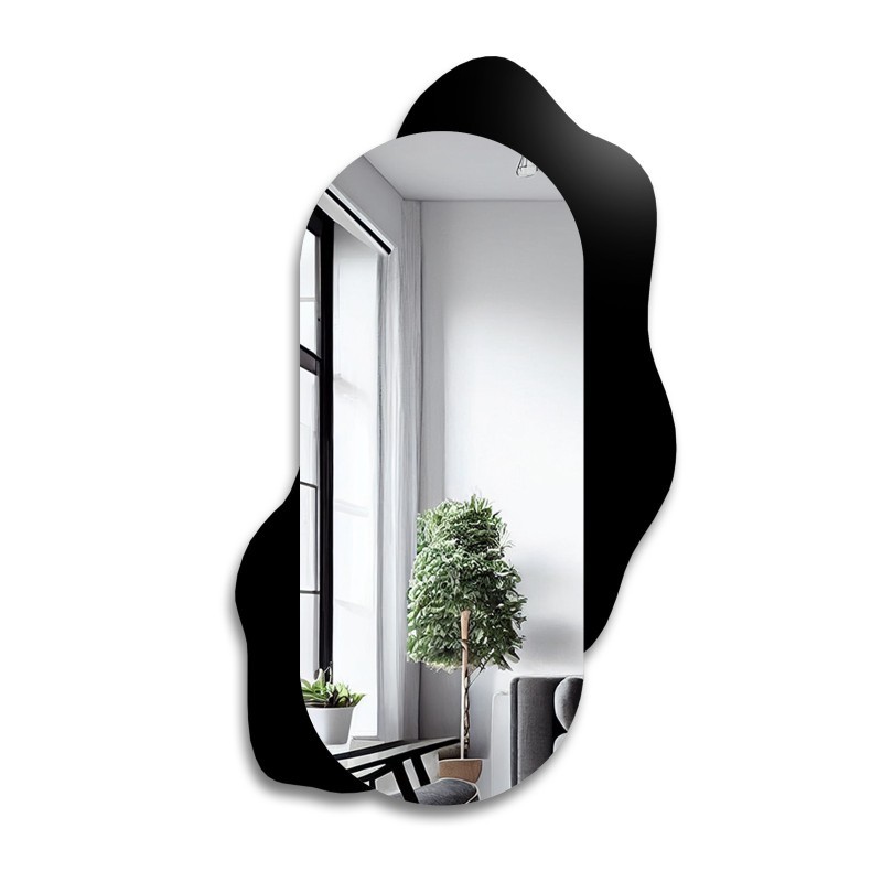 Miroir décoratif ovale sur fond noir - KLEKS