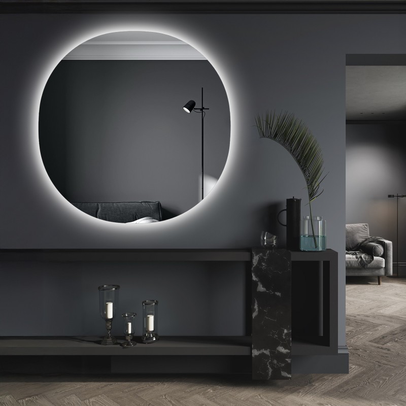 Miroir de salle de bain arrondi irrégulier avec éclairage - LAOS LED