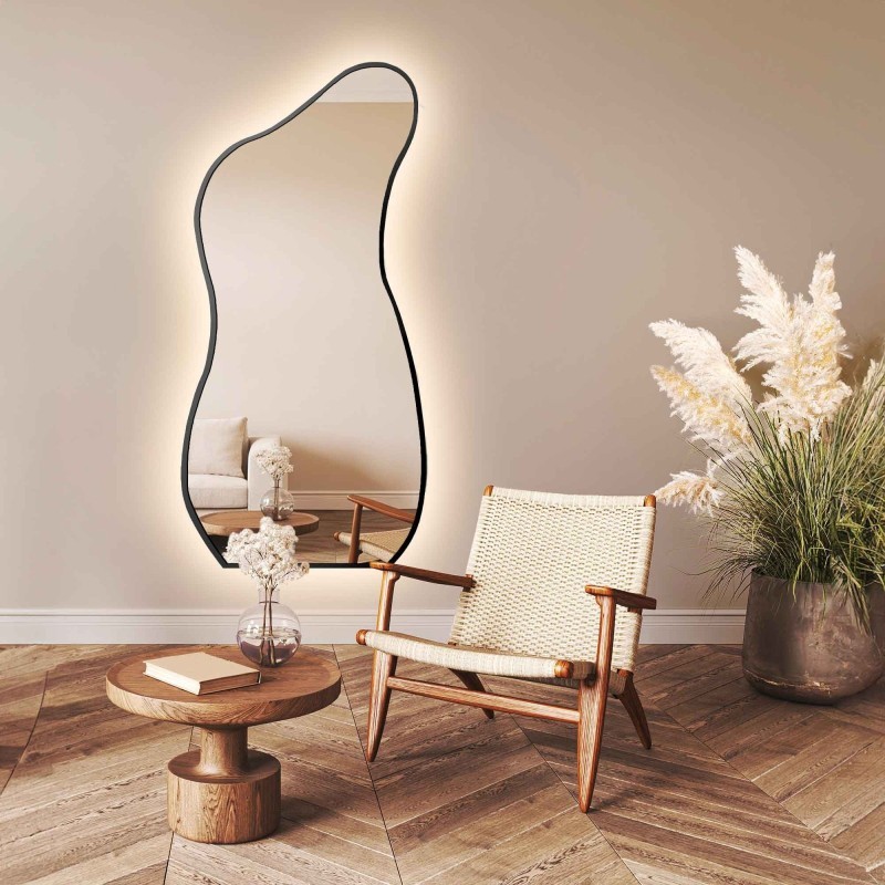 Miroir de forme organique dans un cadre avec éclairage - ANGELIT IN LED FRAME