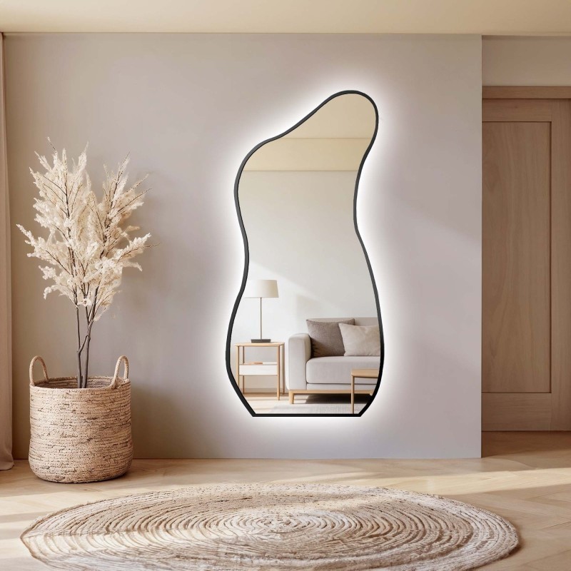 Miroir de forme organique dans un cadre avec éclairage - ANGELIT IN LED FRAME