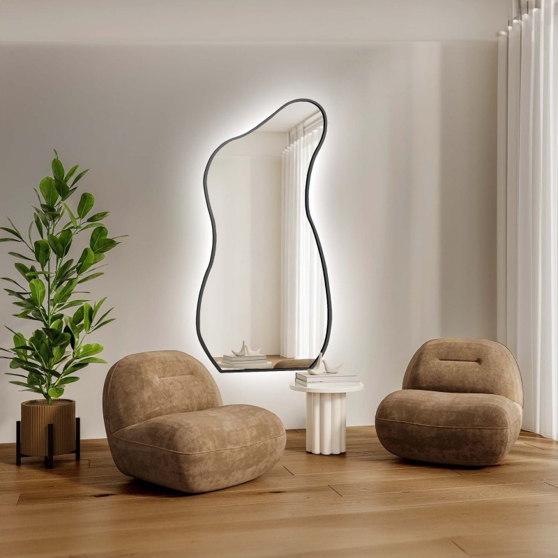 Miroir de forme organique dans un cadre avec éclairage - ANGELIT IN LED FRAME