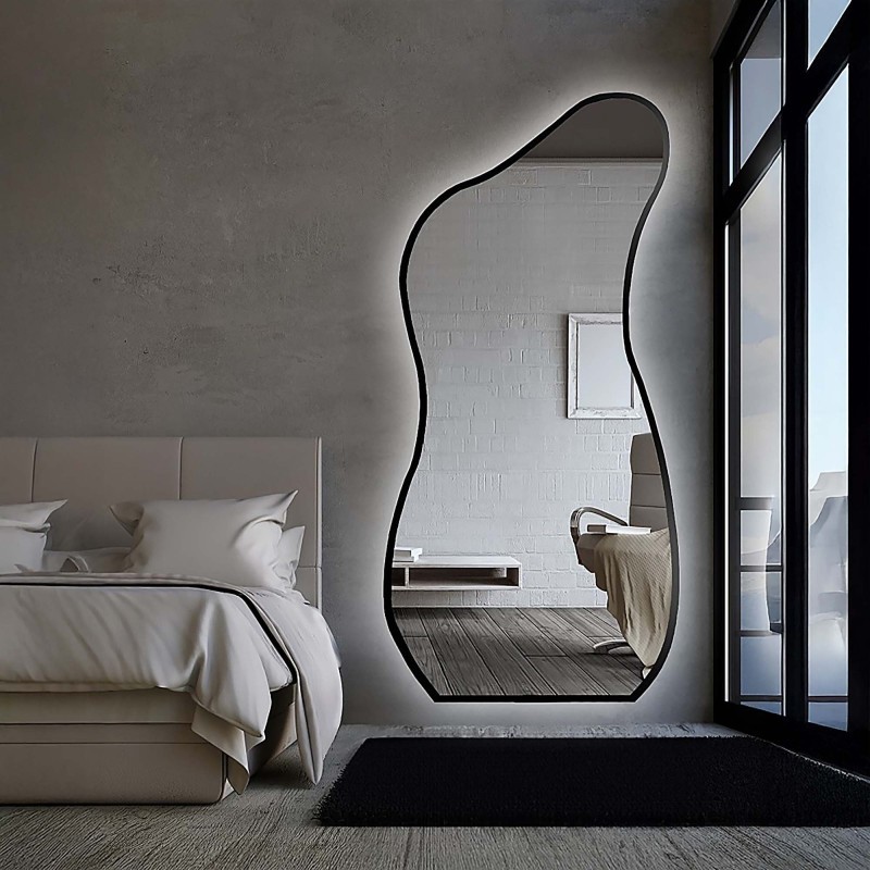 Miroir de forme organique dans un cadre avec éclairage - ANGELIT IN LED FRAME