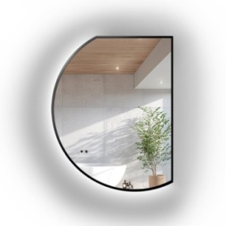 Miroir de forme irrégulière avec cadre en mdf noir mat et éclairage - ODETTA LED