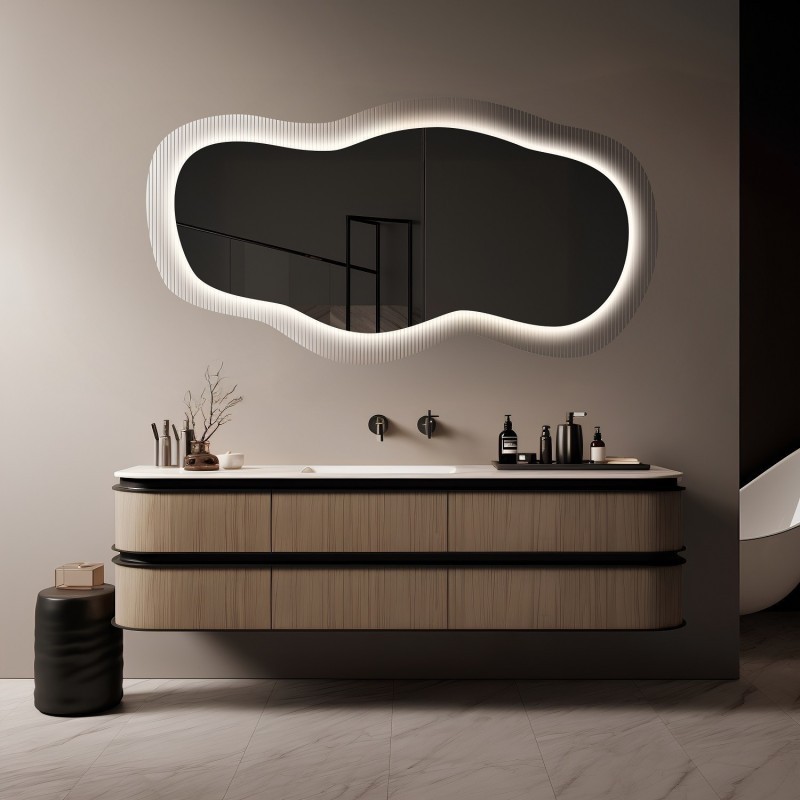 Miroir sur verre ornemental Estriado avec éclairage - LUXORA GLASORI LED