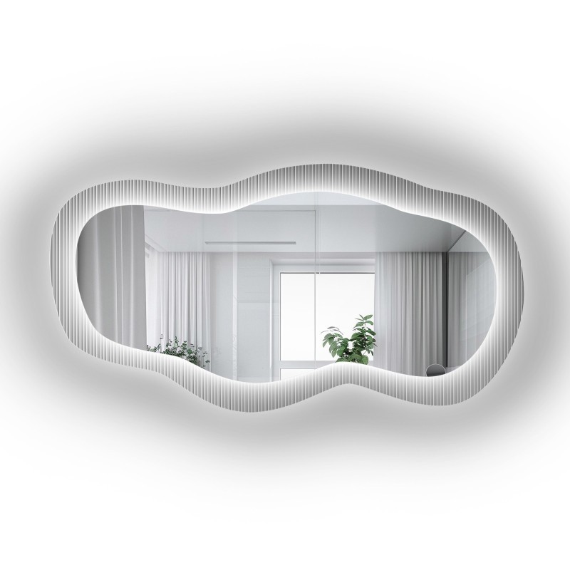 Miroir sur verre ornemental Estriado avec éclairage - LUXORA GLASORI LED