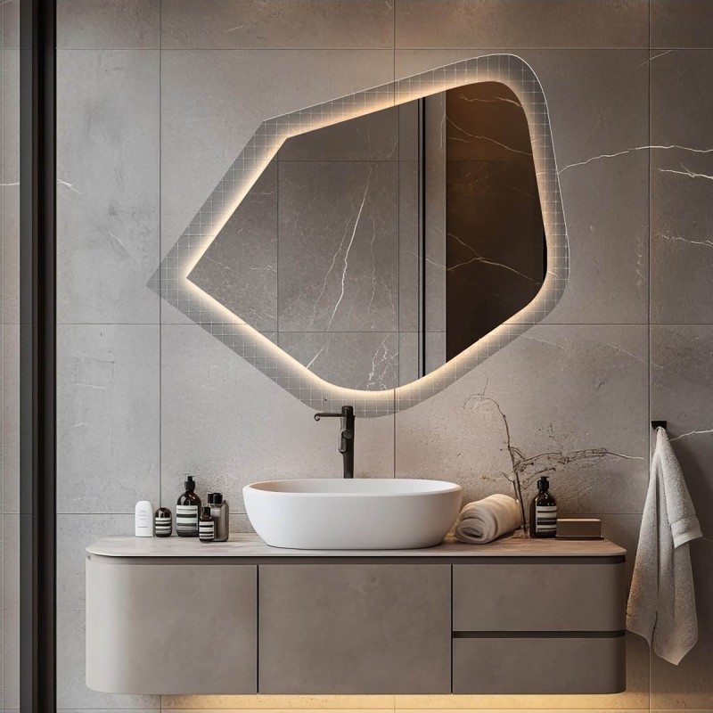 Miroir sur verre ornemental Master Flex avec éclairage - LUXORA PRISTAL LED