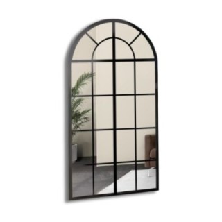 Miroir semi-ovale avec muntin dans un cadre en mdf loft - FENÊTRE I - couleur du cadre au choix