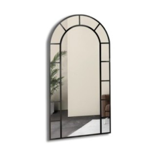 Miroir semi-ovale avec meneaux dans un cadre en mdf loft - FENÊTRE III - couleur du cadre au choix