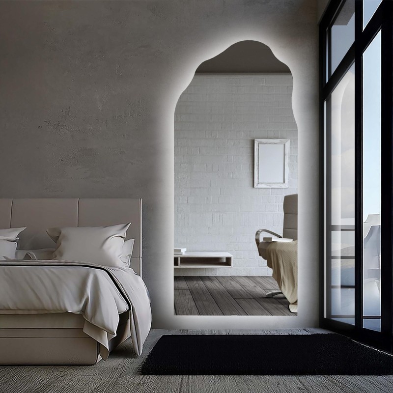Miroir semi-ovale avec forme organique et éclairage - AURO LED 1