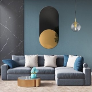 Miroir décoratif ovale exclusif avec laque noire - ONYX