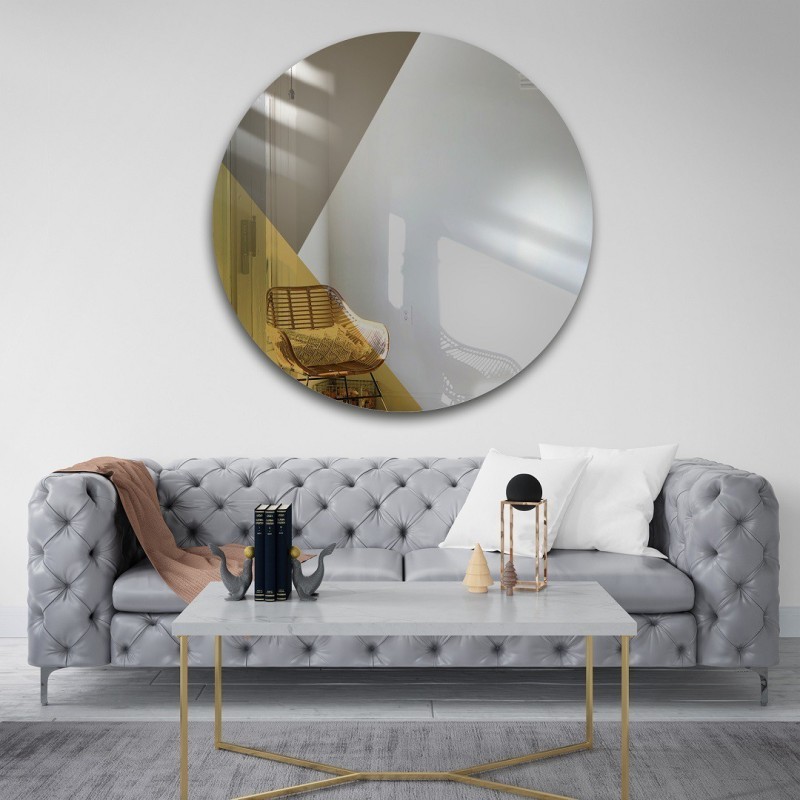 Miroir décoratif rond panneau coloré or et bronze - RONI
