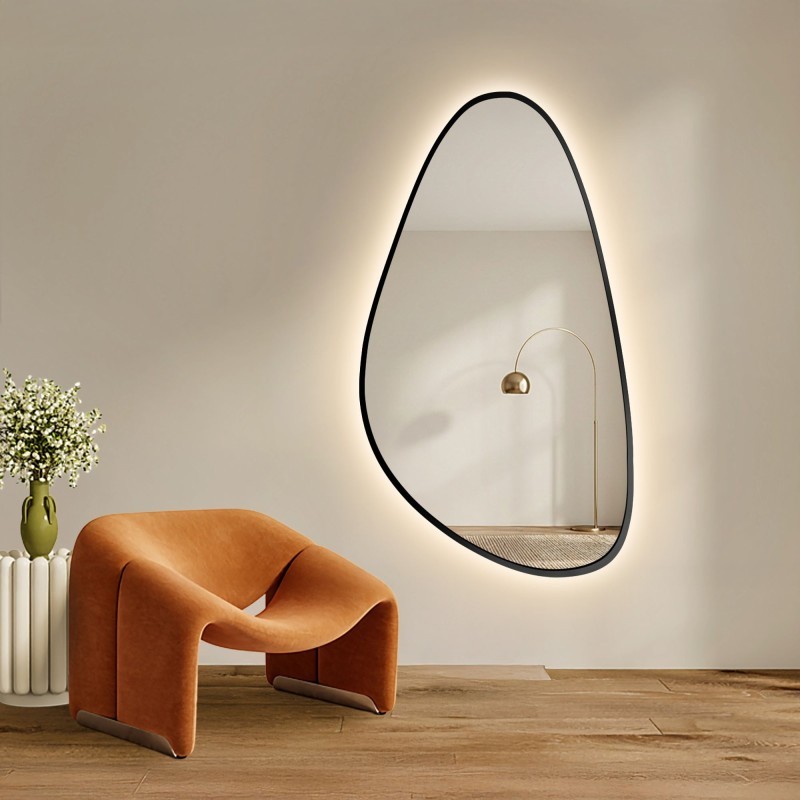 Miroir de forme irrégulière dans un cadre avec éclairage - SYDERYT IN LED FRAME