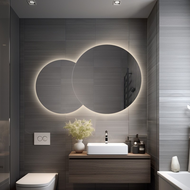 Jeu de miroirs ronds biseautés avec éclairage - UNIVERSE CUT LED I