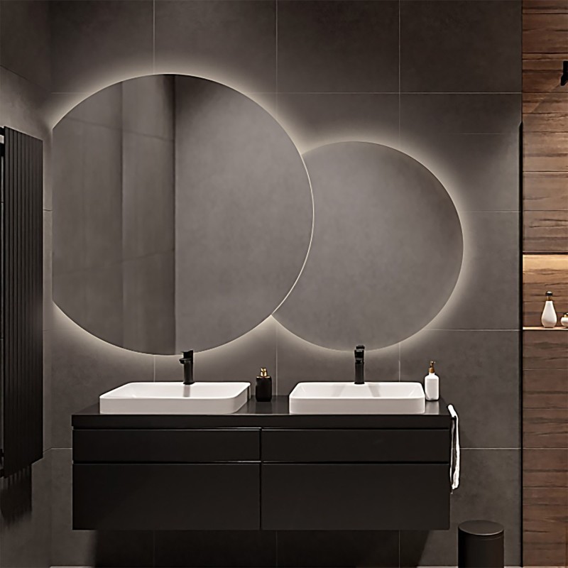 Jeu de miroirs circulaires double face avec éclairage - UNIVERSE CUT LED II
