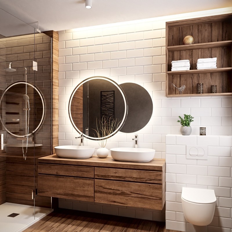 Set de miroirs de salle de bain sablés avec éclairage - UNIVERSE LED III