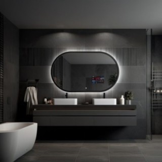 Miroir intelligent pour salle de bain dans un cadre MDF noir avec éclairage - OSKAR SMART LED - couleur de cadre au choix