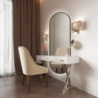 Miroir ovale dans un cadre en mdf noir en deux parties avec éclairage - OSKAR LED - couleur du cadre au choix