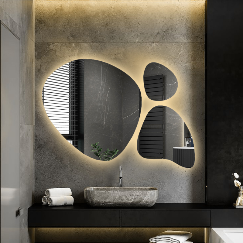 Set de trois miroirs organiques avec éclairage - FLORA LED