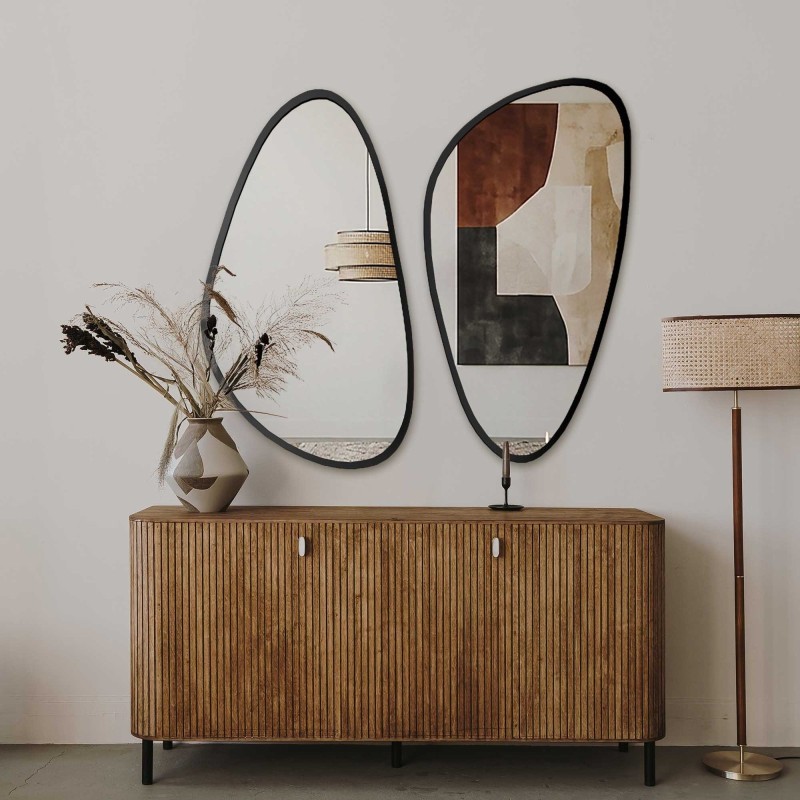 Set de deux miroirs irréguliers dans un cadre - SELENIT IN A FRAME