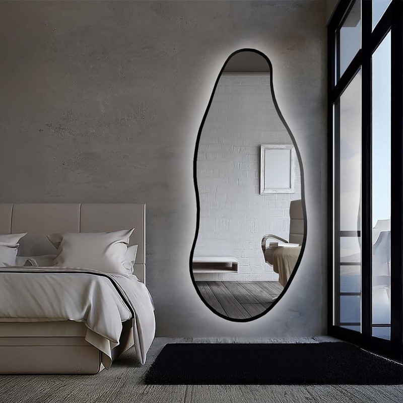 Miroir de forme organique dans un cadre avec éclairage - BARYT IN LED FRAME