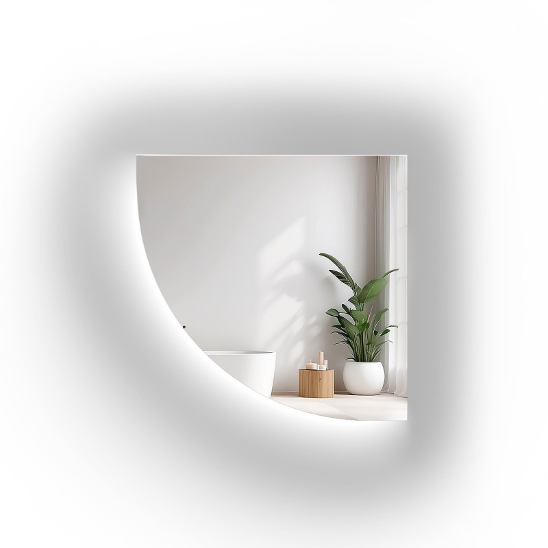 Miroir de salle de bain avec éclairage - un quart dans un cadre LED