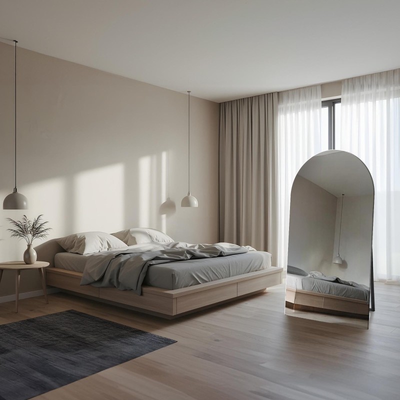 Miroir sur pied semi-ovale - FRANK