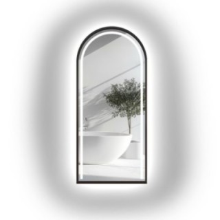 Miroir semi-ovale avec éclairage dans un cadre en mdf - PLATO IN LED FRAME