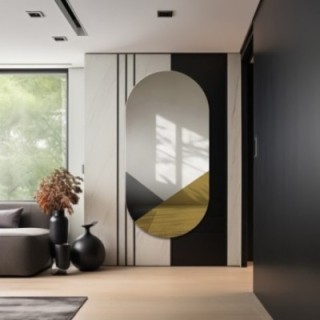 Miroir décoratif ovale exclusif en noir et or - ROYAL