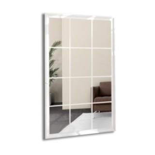 Miroir style loft blanc avec croisillons - - TELIMENA - Couleur du cadre au choix