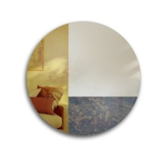 Miroir rond décoratif panneau coloré - brun et vieilli - TOMI