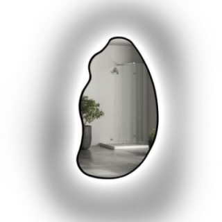Miroir de forme organique dans un cadre avec éclairage - TOPAZ IN LED FRAME