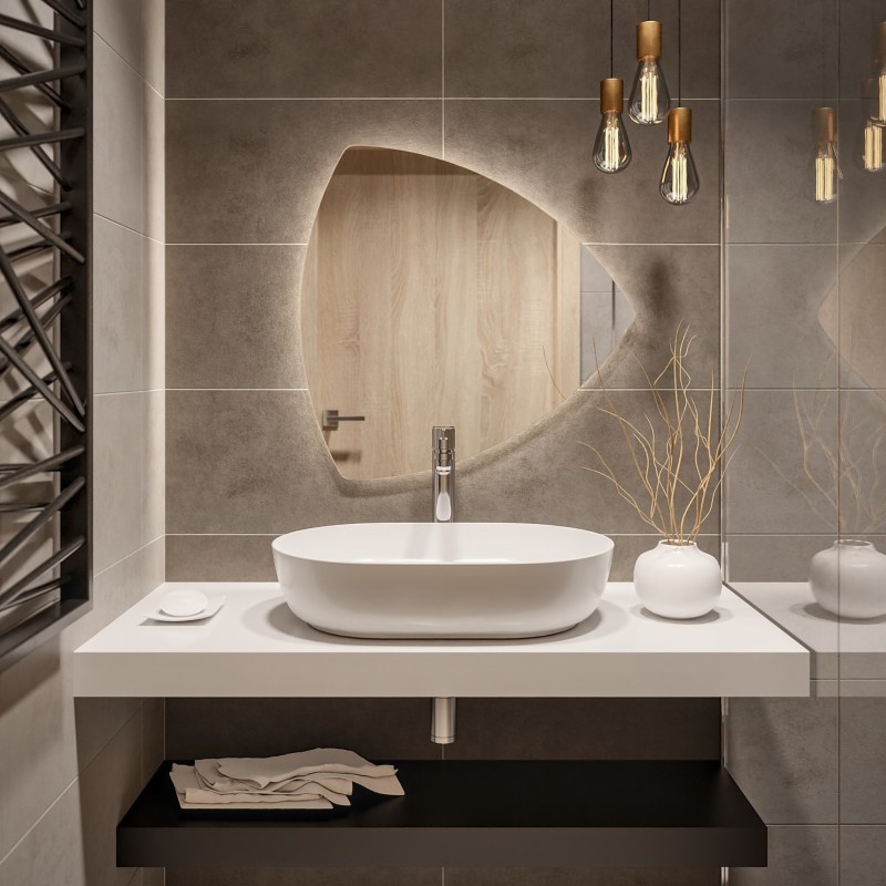 Miroir de salle de bain triangulaire avec éclairage - KARO LED