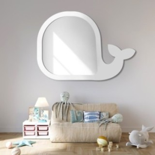 Miroir mural décoratif pour enfant dans un cadre en mdf - BALEINE