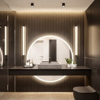 Miroir de salle de bains rond en deux parties avec éclairage WIRO LED II