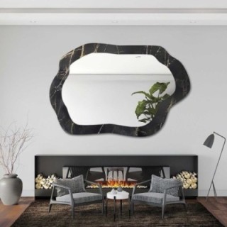 Miroir irrégulier sur marbre noir et doré – MARBLE VERDI