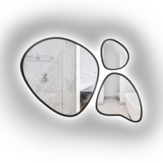 Set de trois miroirs organiques dans un cadre avec illumination - FLORA IN LED FRAME
