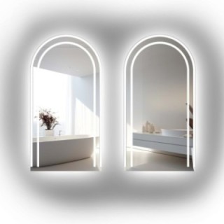 Set de deux miroirs de salle de bain semi-ovales avec éclairage - KIT KORIA LED