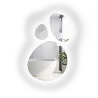 Set de trois miroirs de forme organique avec éclairage - OPALIT LED