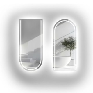 Set de deux miroirs semi-ovales avec éclairage - PLATO LED KIT