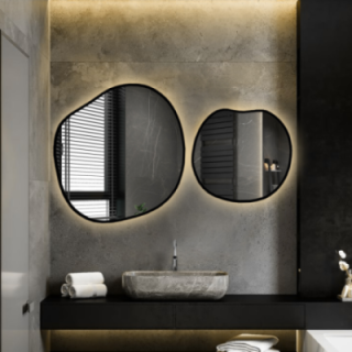 Jeu de miroirs organiques dans un cadre avec éclairage - SODALIT IN LED FRAME