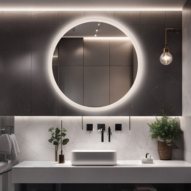 Miroir de salle de bain rond avec éclairage LED CAPELLA