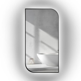 Miroir en MDF noir cadre SLIM avec éclairage - LED teardrop - choix de la couleur du cadre