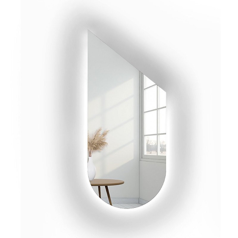 Miroir semi-ovale avec attique biseauté avec éclairage - FRANK LED