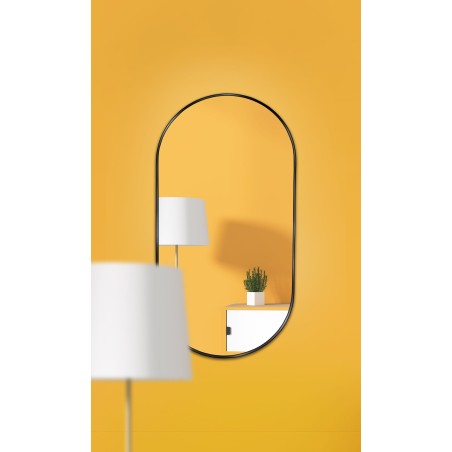 Miroir ovale avec cadre SLIM en MDF noir - OLI - couleur du cadre au choix