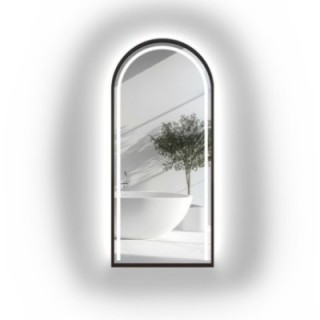 Miroir semi-ovale avec éclairage dans un cadre en mdf - PLATO IN LED FRAME
